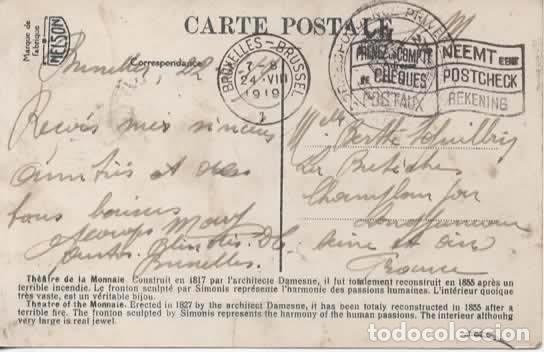 Sellos: BELGICA WW1 CORREO MILITAR FELDPOST 1919 MAT BRUXELLES
