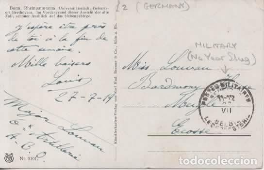 Sellos: BELGICA WW1 CORREO MILITAR FELDPOST POSTAL OCUPACION ALEMANIA 1919 BONN