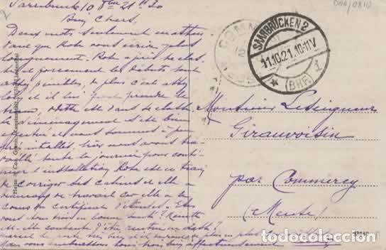 Sellos: ALEMANIA WW1 CORREO MILITAR FELDPOST POSTAL 1921 SAARBRUCKEN