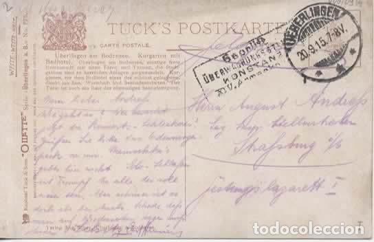 Sellos: ALEMANIA WW1 CORREO MILITAR FELDPOST POSTAL MAT UBERLINGER 1915
