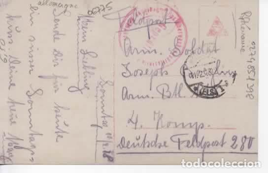 Sellos: ALEMANIA WW1 CORREO MILITAR FELDPOST POSTAL MAT CON CENSURA