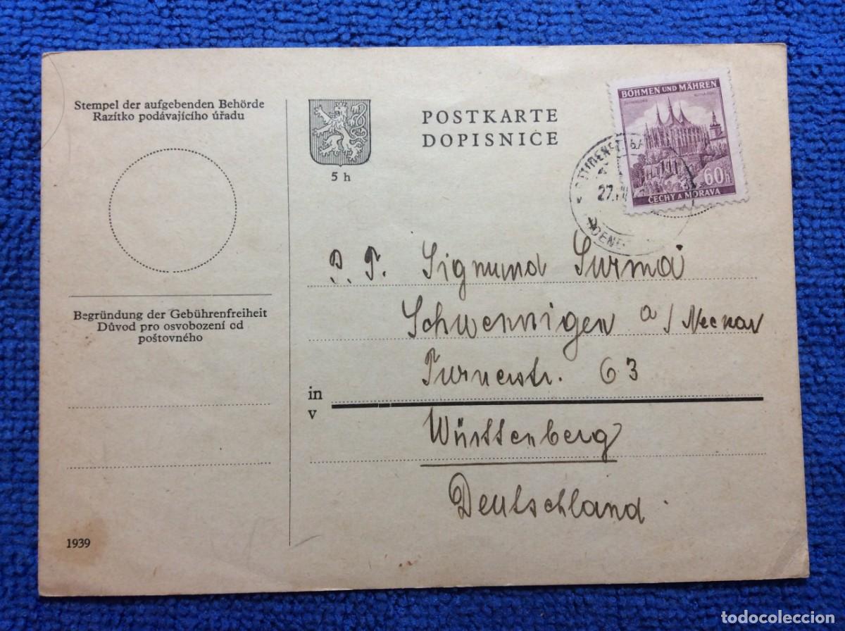 Sellos: ALEMANIA. OCUPACI&Oacute;N DE BOHEMIA Y MORAVIA. 1940. TARJETA CIRCULADA (1DDI91)