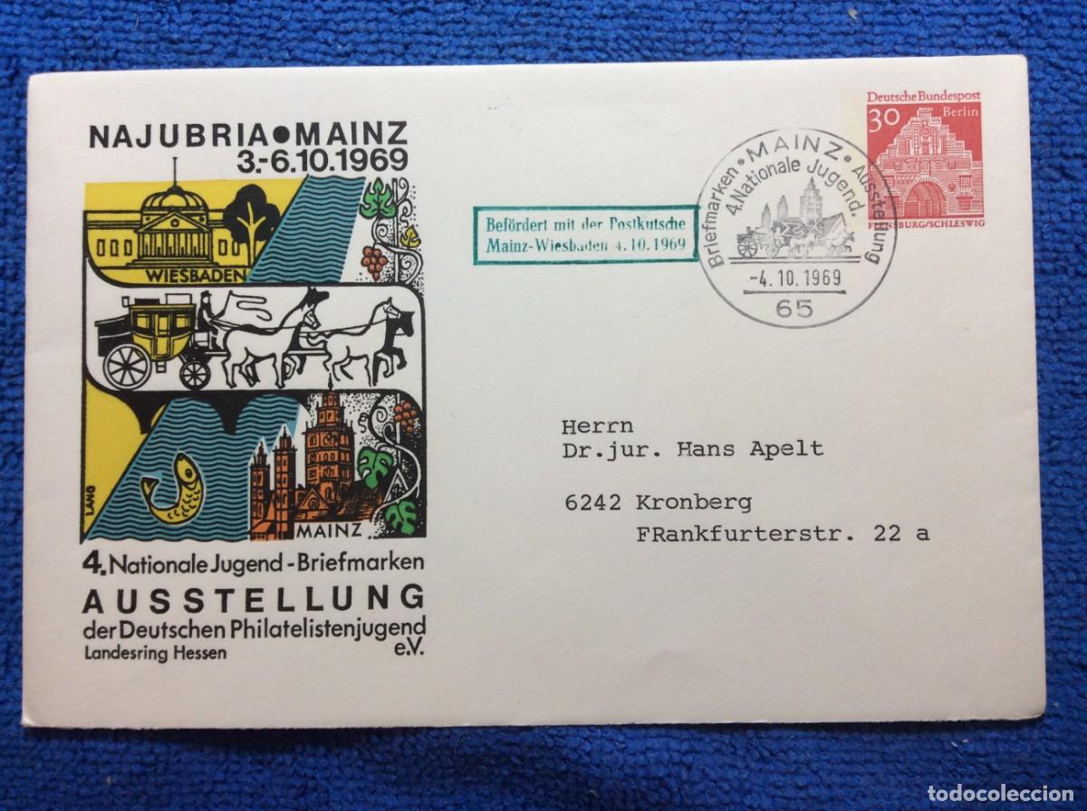 Sellos: ALEMANIA (BERL&Iacute;N). 1969 ENTERO POSTAL CIRCULADO. MATASELLOS INTERESANTE (1DDI78)