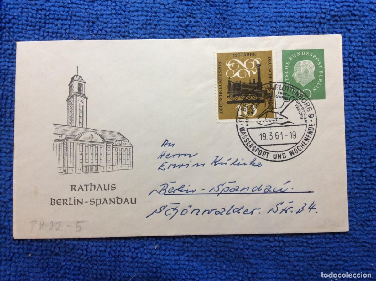 Sellos: ALEMANIA (BERL&Iacute;N). 1961 ENTERO POSTAL CIRCULADO. MATASELLOS INTERESANTE (1DDI81)