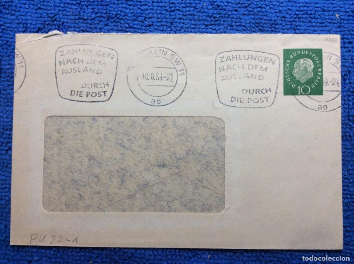 Sellos: ALEMANIA (BERL&Iacute;N). 1959 ENTERO POSTAL CIRCULADO. MATASELLOS INTERESANTE (1DDI85)
