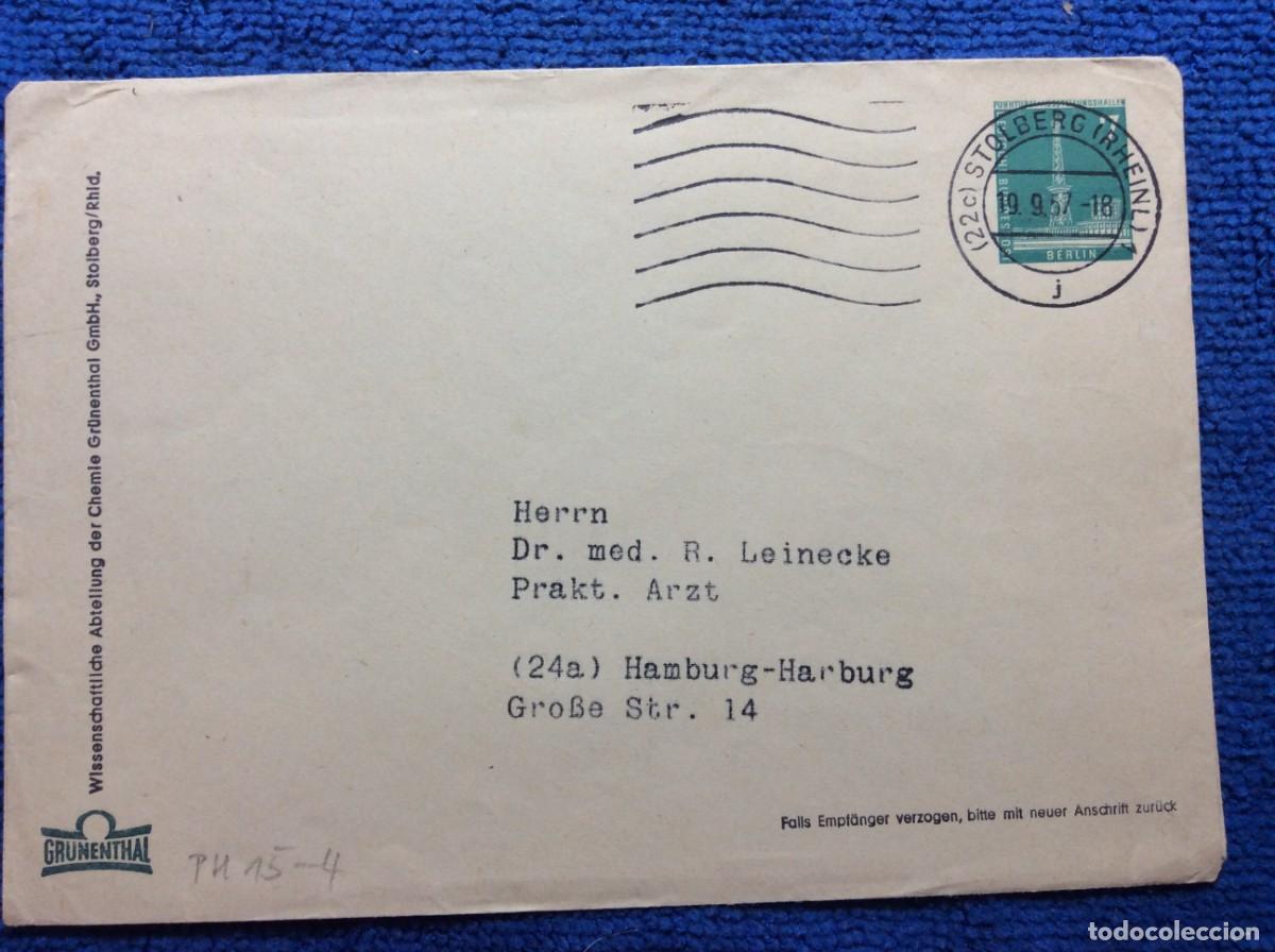 Sellos: ALEMANIA (BERL&Iacute;N). 1957 ENTERO POSTAL CIRCULADO (1DDI89)