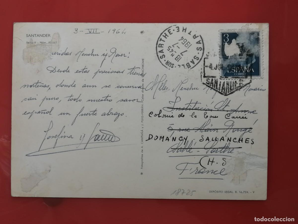 Sellos: POSTAL 18725 MAT.AVION 1964 SABLE SARTHE FRANCE-CYP SERIE II N&ordm; 50067 SANTANDER CANTABRIA BARCO