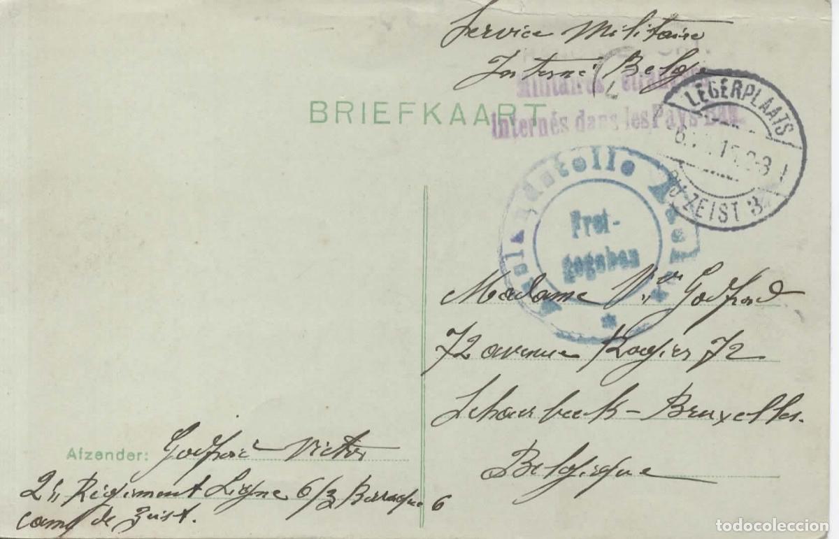 Sellos: PAISES BAJOS FRANCIA WW1 1915 FRANC DE PORT MILITAIRES FRAN&Ccedil;AISES INTERNEES DANS LES PAYS BAS