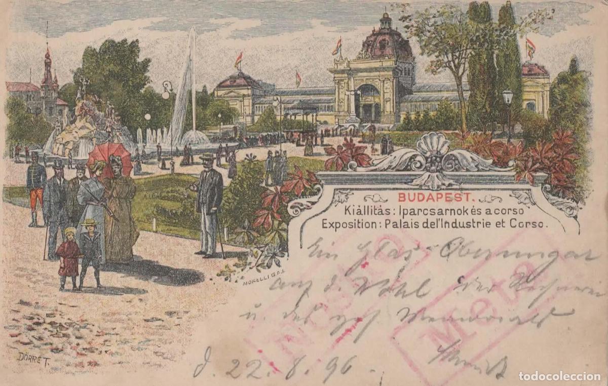 Sellos: HUNGRIA ENTERO POSTAL 1896 A BERLIN PALACIO INDUSTRIA BUDAPEST NOSTRO META