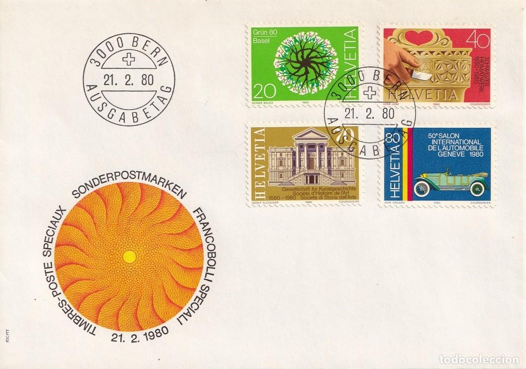 Stamps: FDC Suiza 1980 Propaganda - Exposici&oacute;n de jardiner&iacute;a - L Aniversario de souvenirs tur&iacute;sticos - Cent