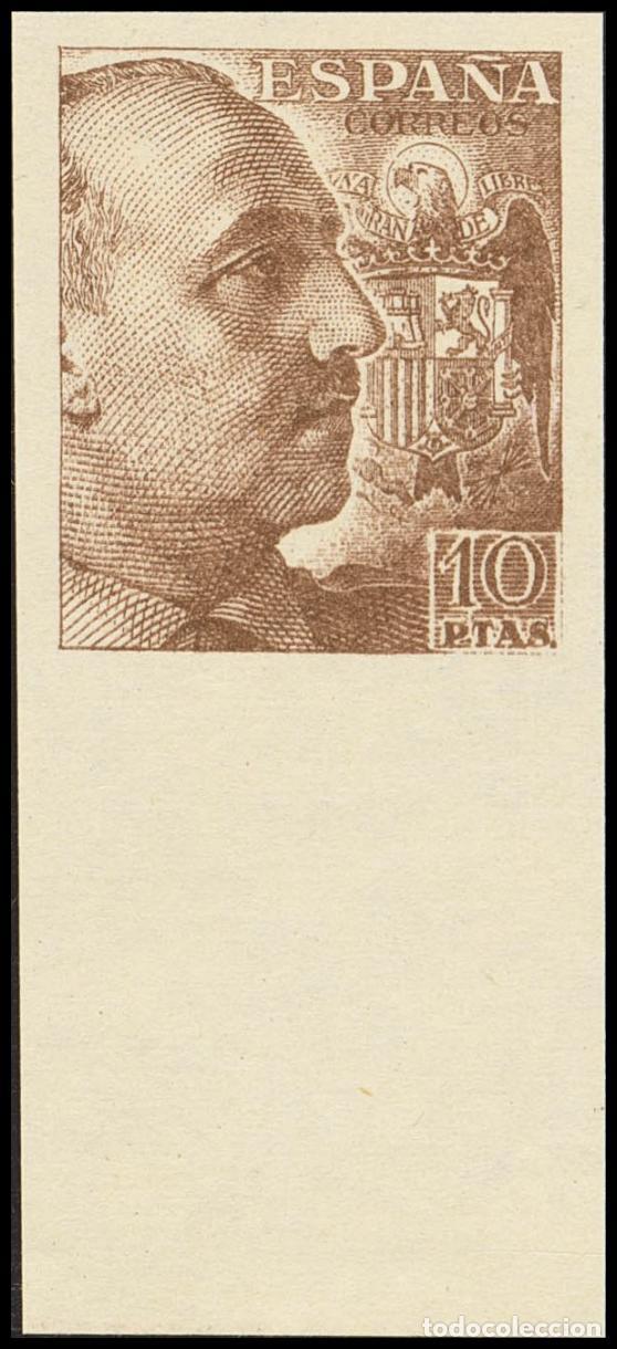 Selos: Espa&ntilde;a. Estado Espa&ntilde;ol. &#9733;&#9733; 1059s. 1939. 10 pts casta&ntilde;o, borde de hoja (con su papel orig