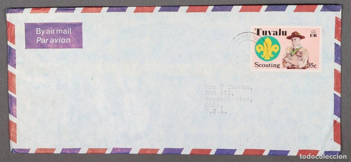 Sellos: TUVALU CC A USA SELLOS SCOUT BADEN POWELL RAROS EN CARTA CIRCULADA