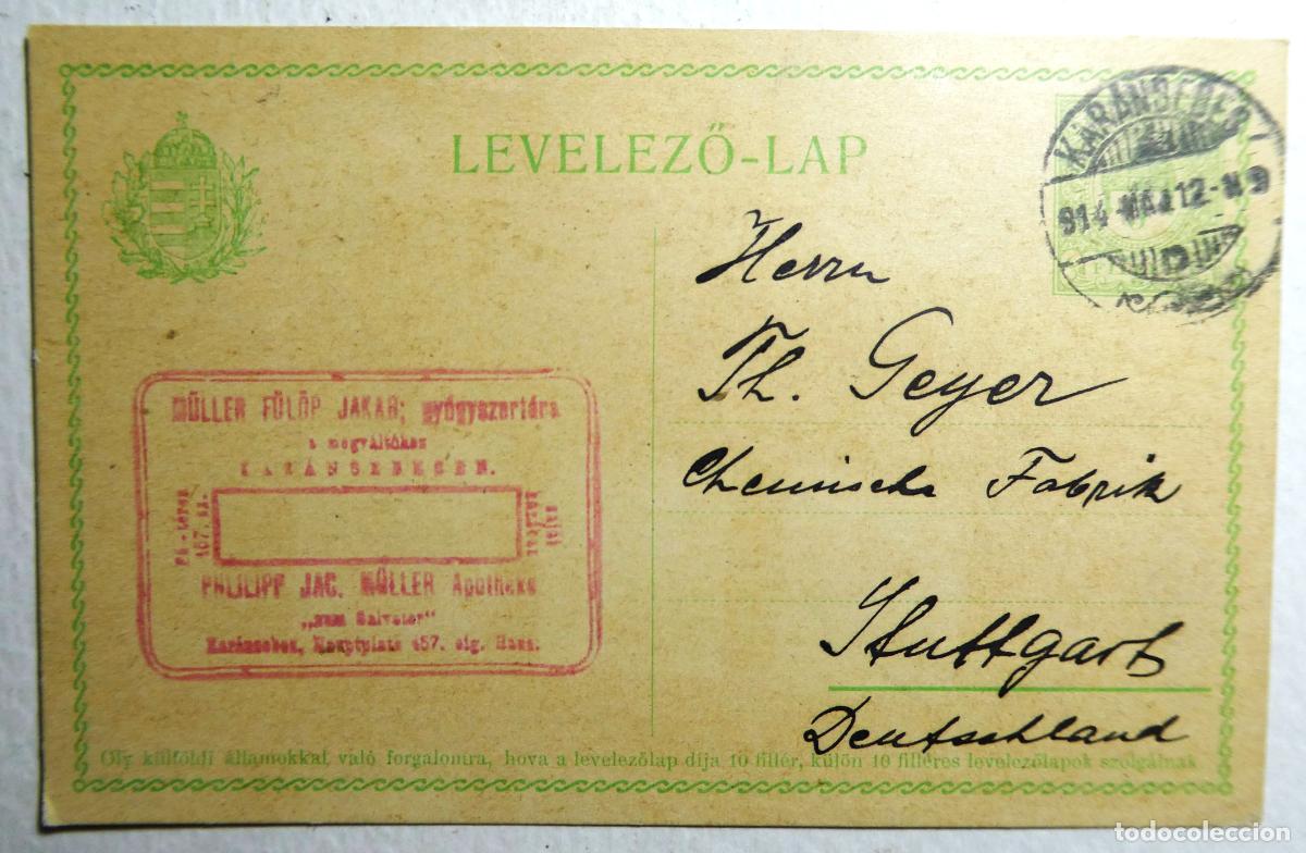 Sellos: Postal antigua h&uacute;ngara (&rdquo;Levelező-lap&rdquo;) ,1914