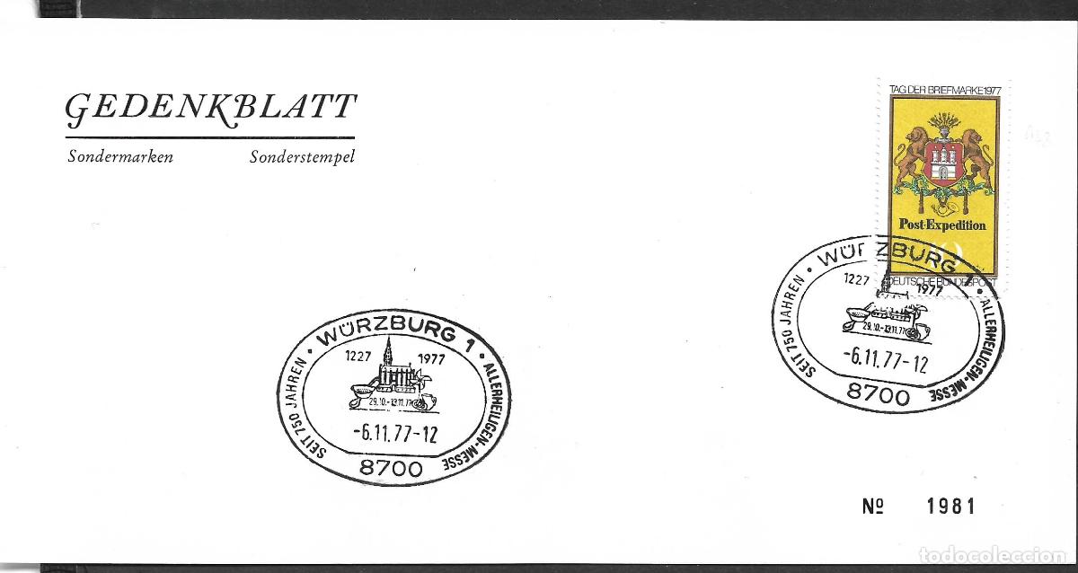 Sellos: alemania 1977 tarjeta circulada - 152/3
