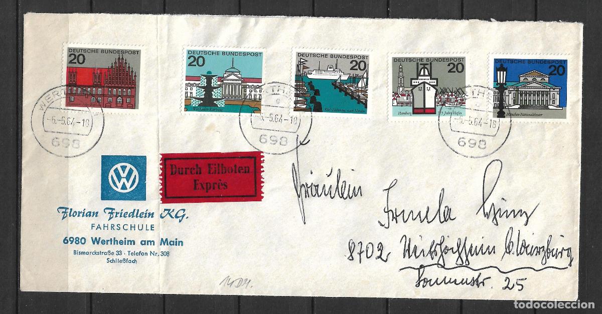 Sellos: alemania 1964 sobre circulado - 152/3