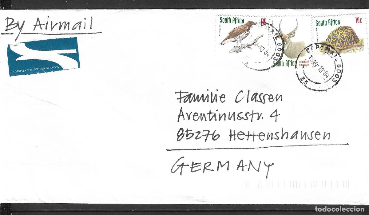 Sellos: sudafrica 1999 sobre circulado a alemania - 152/3