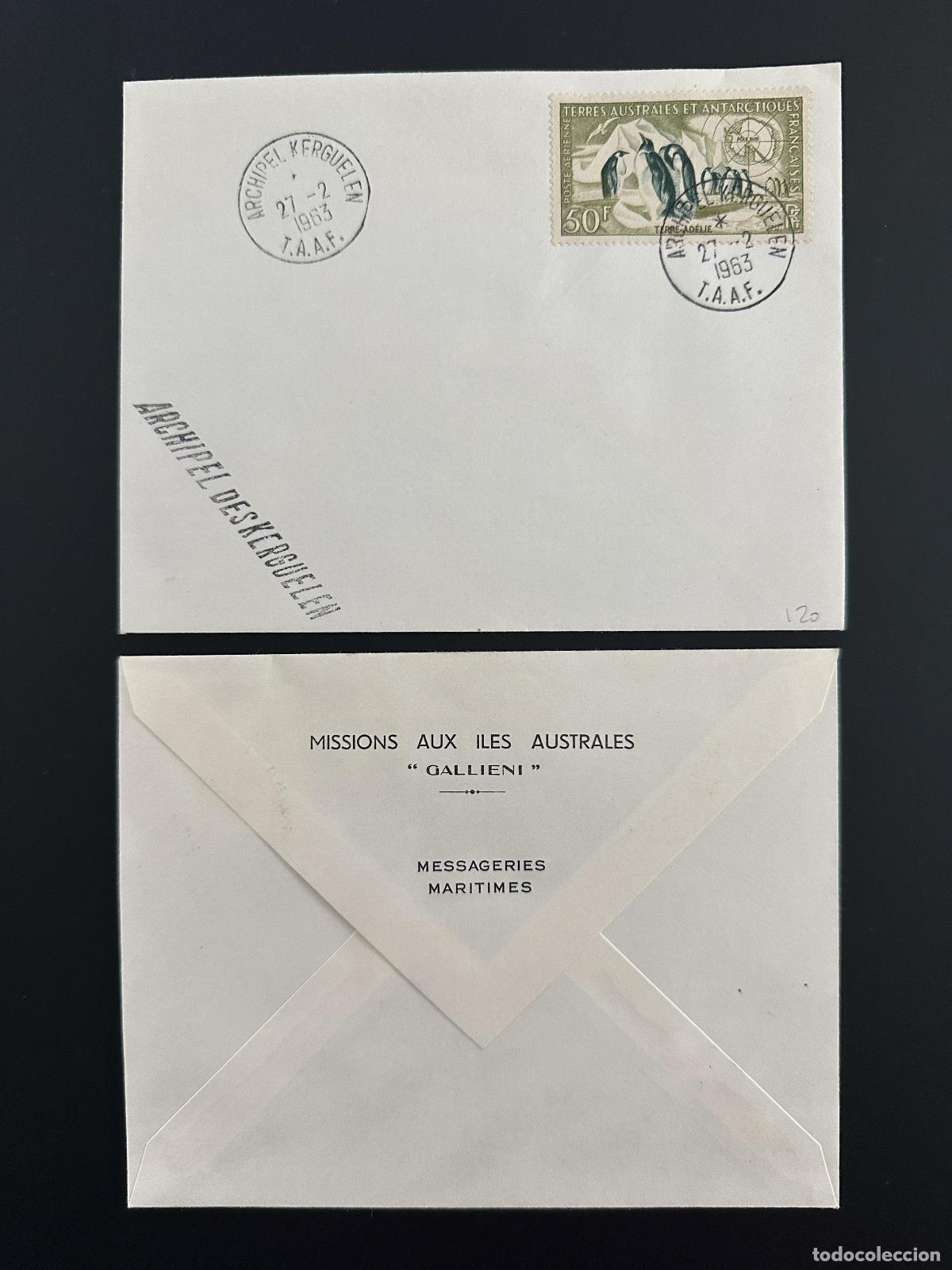 Sellos: TAAF FAAT 1963 &laquo;Galli&eacute;ni&raquo; dobl&oacute; a YT PA n&uacute;m. 3 Los ping&uuml;inos emperadores Adelie 27.02.1963