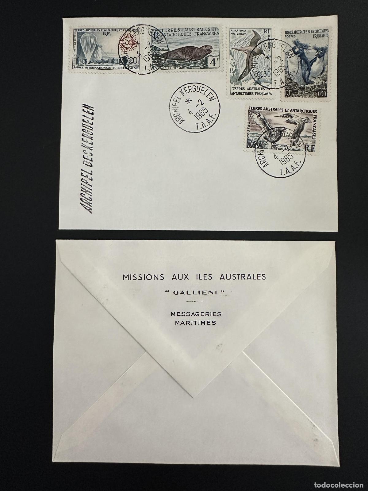 Sellos: TAAF FAAT 1965 &laquo;Galli&eacute;ni&raquo; pliegue 5 valores Kerguelen Archipel 04.02.1965