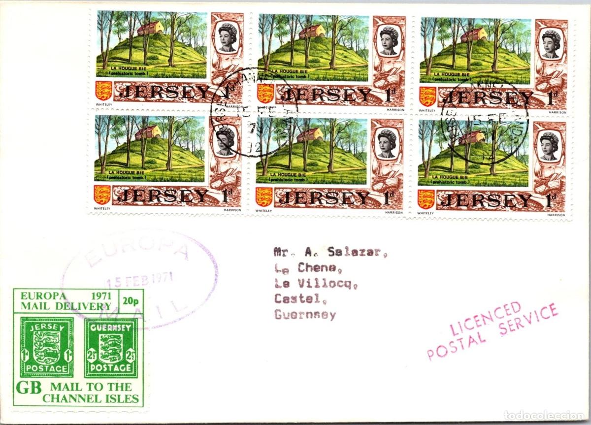 Sellos: JERSEY A ALEMANIA 1971 CPN VI&Ntilde;ETA MAIL TO THE CHANNEL ISLANDS