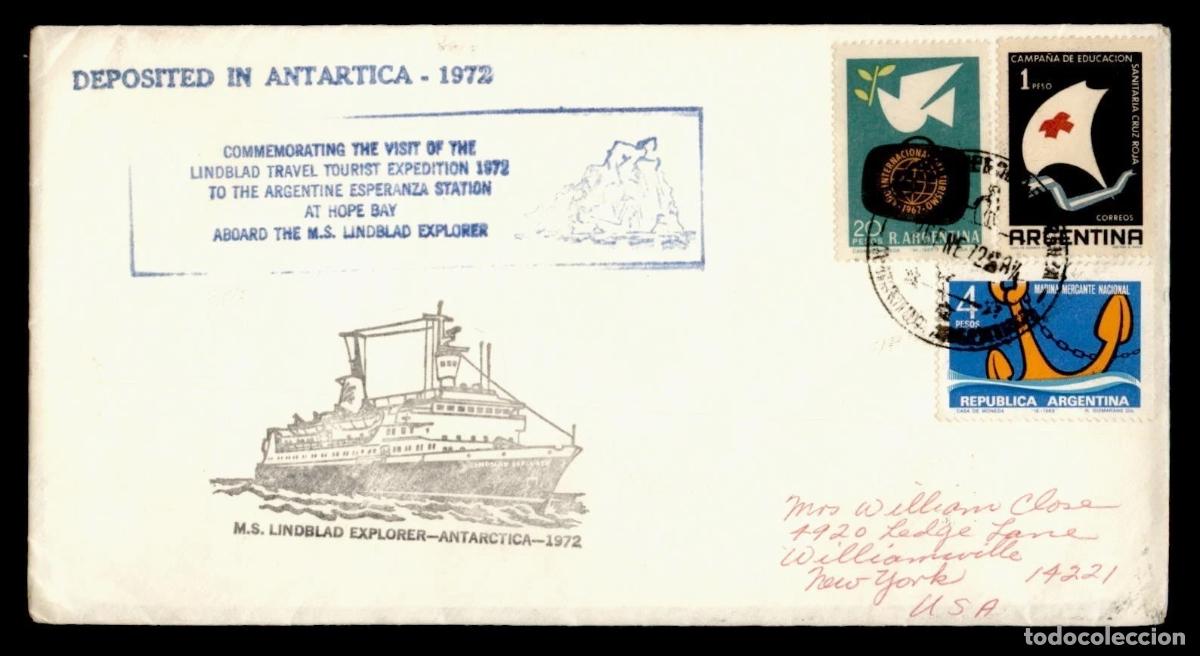 Sellos: ANTARTIDA ANTARCTIC ARGENTINA LINDBLAD EXPLORER TURISMO 1972 BASE ESPERANZA