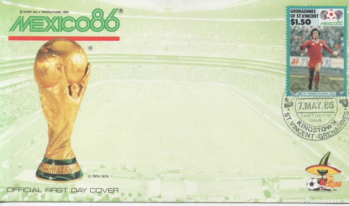 Sellos: GRANADINES FDC COPA MUNDIAL FUTBOL MEXICO 1986 WORLD CUP SOUTH KOREA COREA