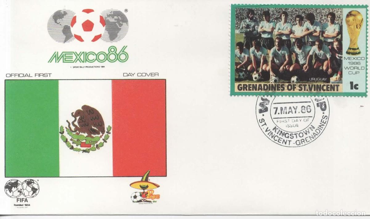 Sellos: GRANADINES FDC COPA MUNDIAL FUTBOL MEXICO 1986 WORLD CUP URUGUAY