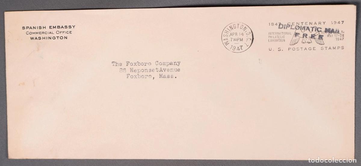 Sellos: ESTADOS UNIDOS ESPA&Ntilde;A WASHINGTON CC EMBAJADA DE ESPA&Ntilde;A FRANQUICIA DIPLOMATIC MAIL FREE 1947