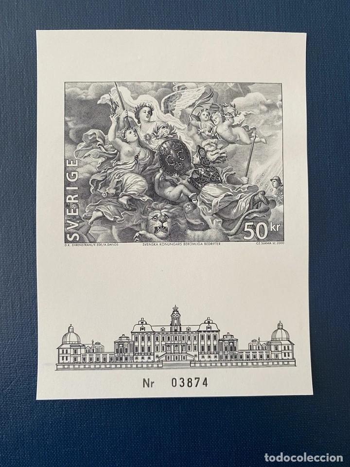 Sellos: SUECIA 2000 SLANIA SELLO GRABADO NUMERO 1000 HOJITA SIN DENTAR UNICOLOR