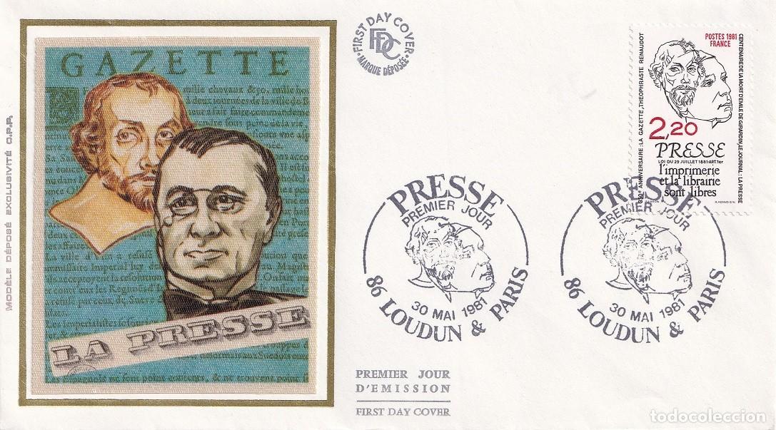 Sellos: FDC Francia 1981 / 350 Aniv. del primer peri&oacute;dico franc&eacute;s La Gazette - L'Imprimerie et la librairi..