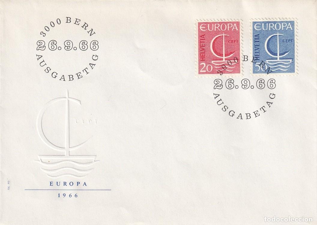 Sellos: FDC Suiza 1966 - Emisi&oacute;n Europa CEPT / Serie completa
