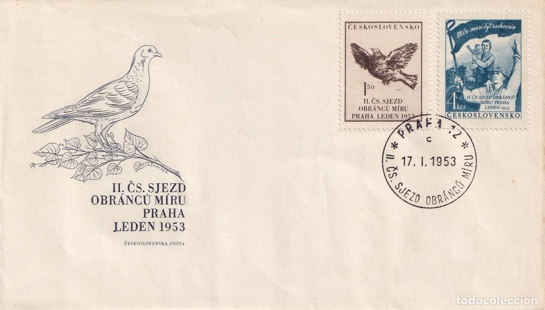 Sellos: Sobre Checoslovaquia 1953 - II Congreso de Defensores de la Paz de Checoslovaquia , Praga
