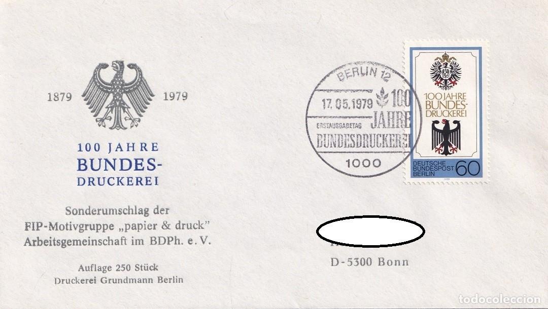 Sellos: Sobre Berl&iacute;n 1979 - Imprenta - Centenario de la Imprenta Federal de Alemania (Bundesdruckerei)