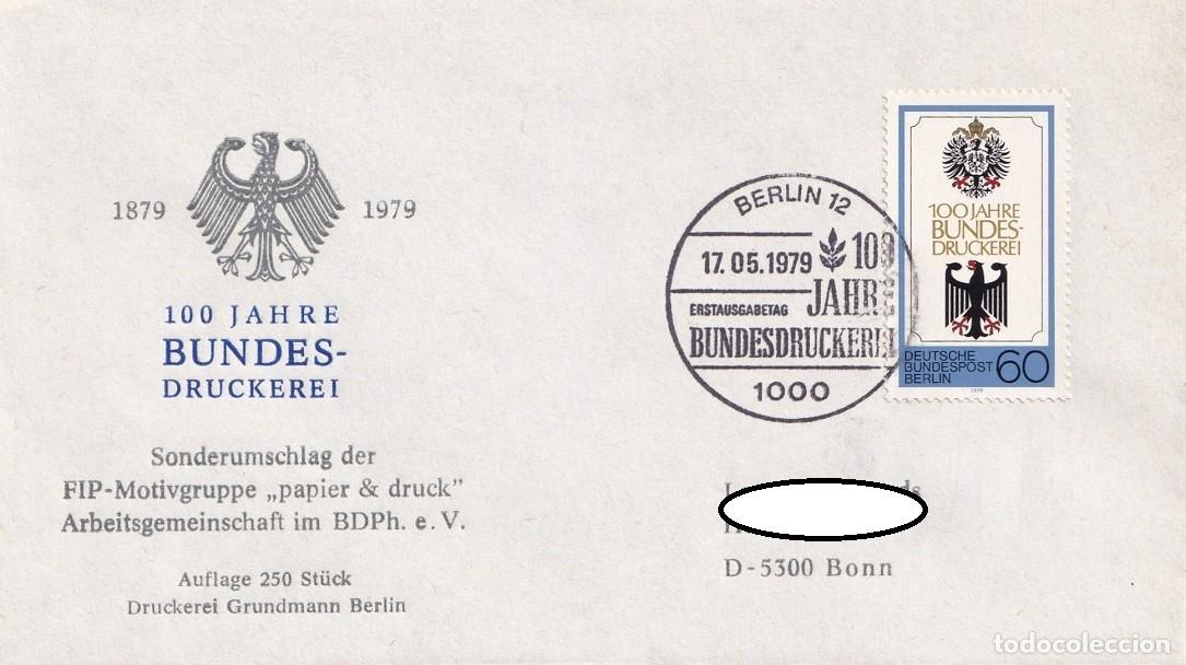 Sellos: Sobre Berl&iacute;n 1979 - Imprenta - Centenario de la Imprenta Federal de Alemania (Bundesdruckerei)