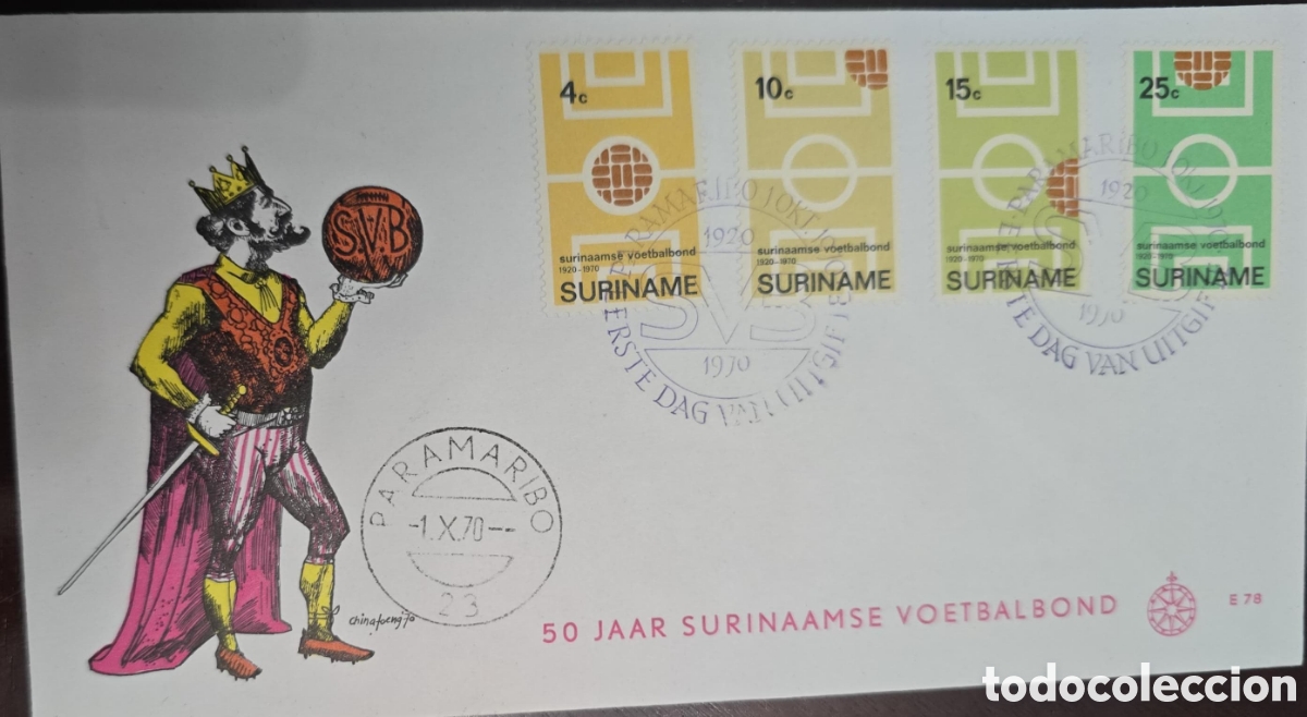 Sellos: CA)SURINAME 1970First Day Cover (FDC) from Suriname commemorating the 50th anniversary of the Surina