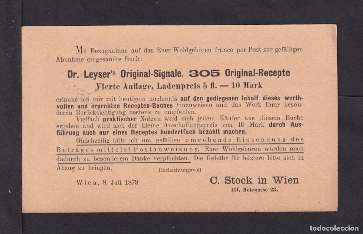 Stamps: AUSTRIA 1879 ENTERO POSTAL PUBLICIDAD FARMACIA MEDICINA PHARMACY
