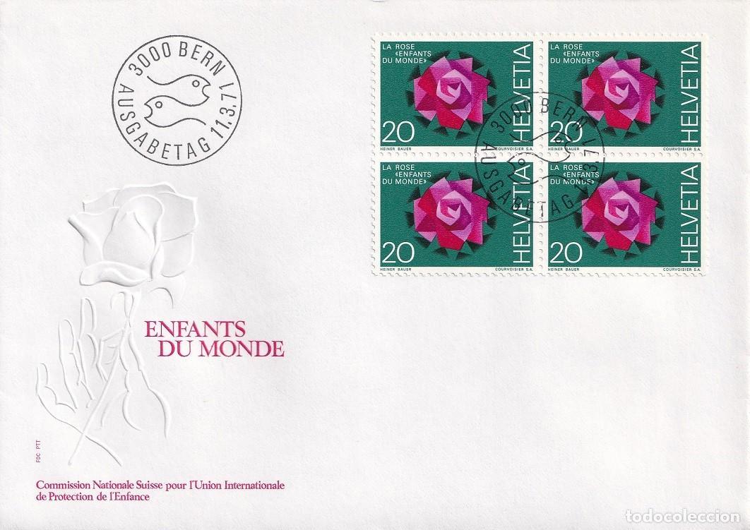 Sellos: FDC Suiza 1971 - Organizaci&oacute;n intenacional de ayuda a la infancia Ni&ntilde;os del mundo - Primer d&iacute;a