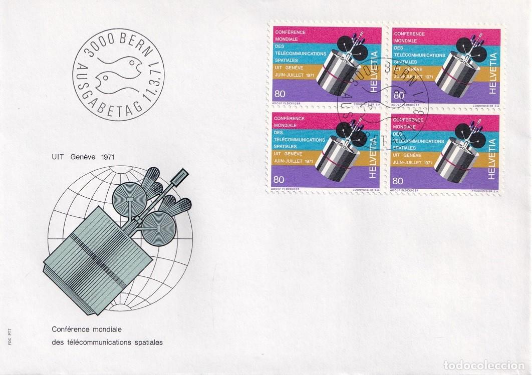 Sellos: FDC Suiza 1971 - Conferencia internacional sobre telecomunicaciones espaciales Sat&eacute;lite Intelsat IV