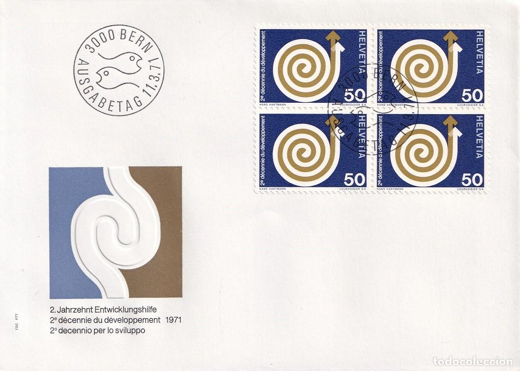 Sellos: FDC Suiza 1971 Helvetia - Desarrollo - Primer d&iacute;a