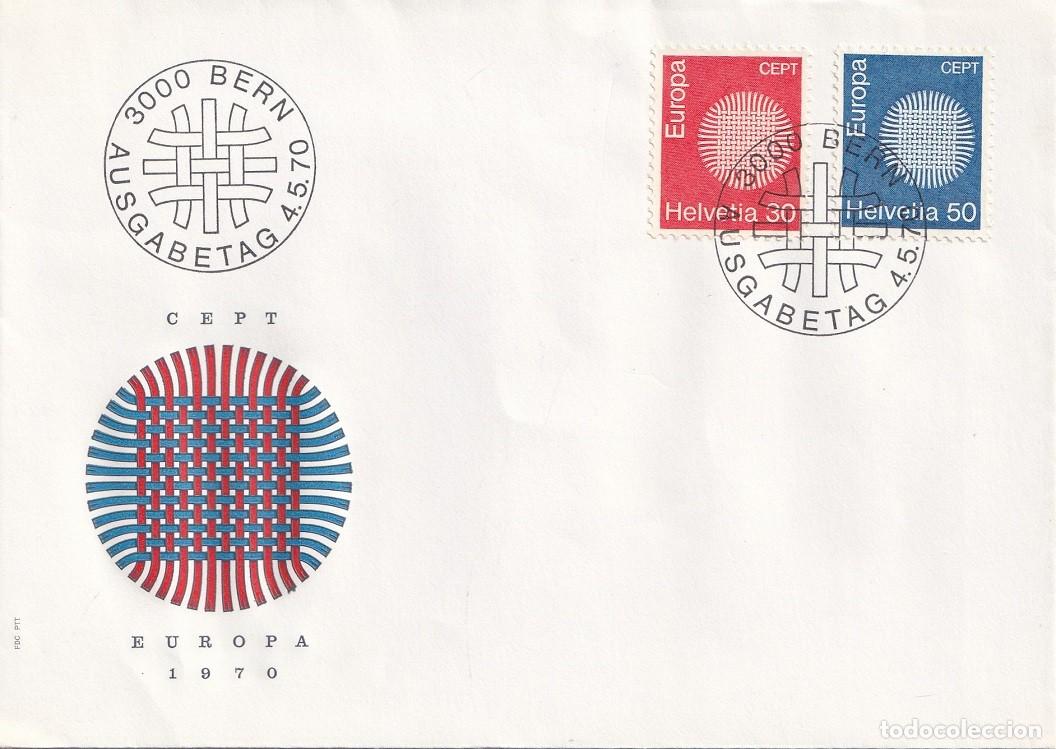 Sellos: FDC Suiza 1970 Helvetia - Serie completa - Emisi&oacute;n Europa - Primer d&iacute;a