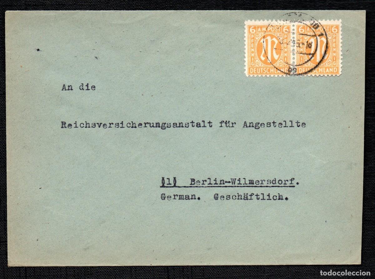 Sellos: ALEMANIA . OCUPACI&Oacute;N BIZONA. 1945. CIRCULADA A BERLIN. MI 4