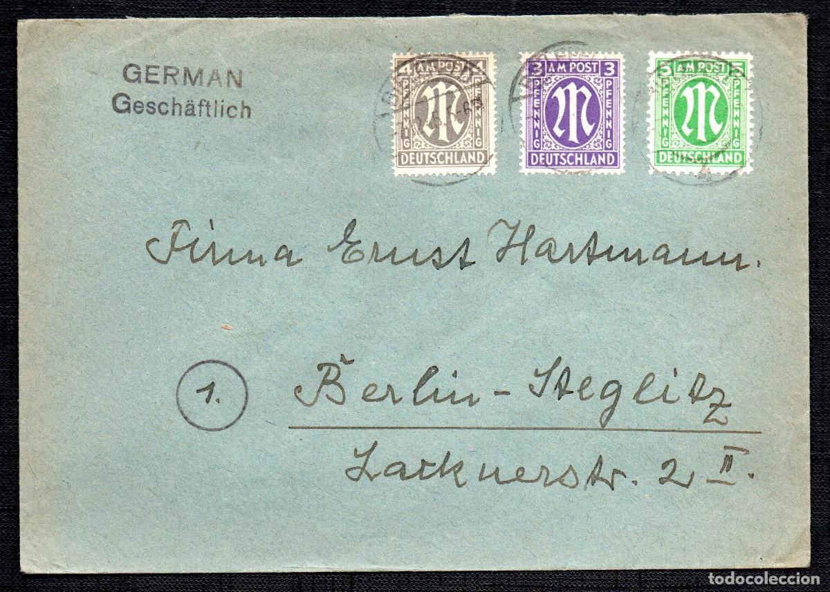 Sellos: ALEMANIA . OCUPACI&Oacute;N BIZONA. 1945. BIELEFELD A BERLIN. MI 1,2,3