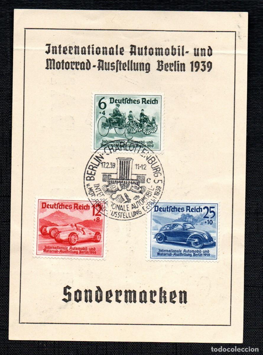 Sellos: ALEMANIA TERCER REICH. 1939. EXPOSICI&Oacute;N INTERNACIONAL AUTOMOBIL. DREUTSCHE BANK FDC