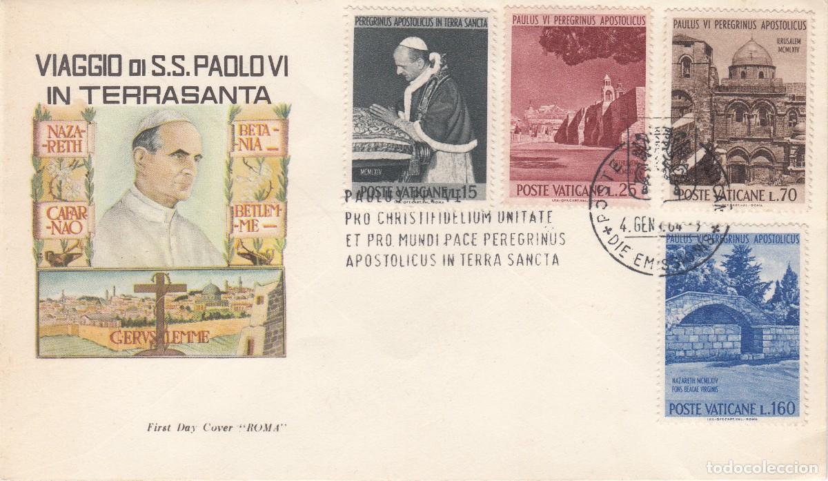 Sellos: VATICANO - SPD PRIMER D&Iacute;A - 1964 - VIAJE DE PABLO VI A TIERRA SANTA