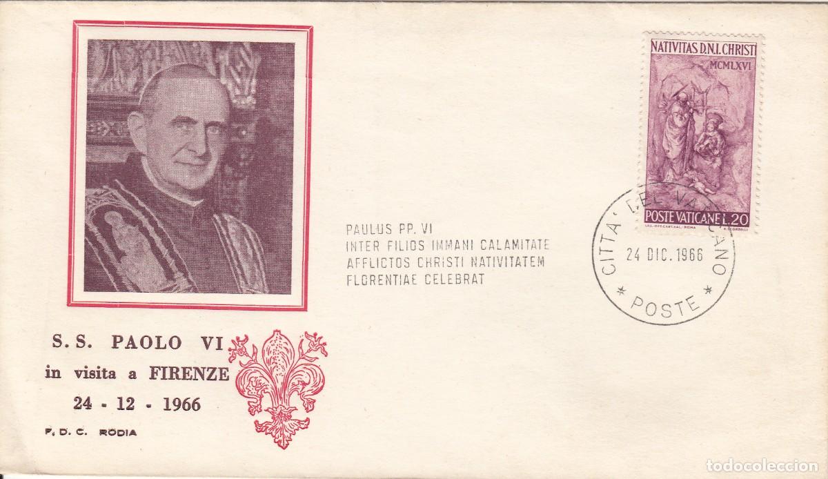 Sellos: VATICANO - SPD PRIMER D&Iacute;A - 1966 - VIAJE DE PABLO VI A FLORENCIA
