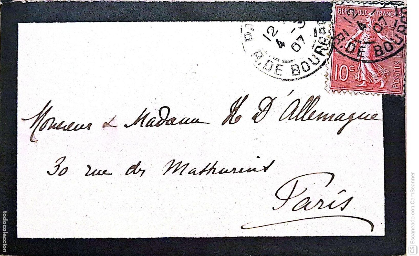 Timbres: Francia. Sobre de Carta de Luto con sello. Ver foto.