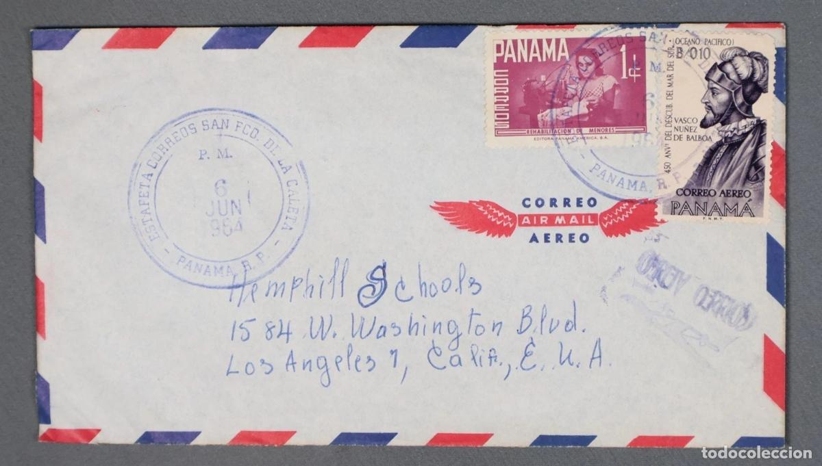 Sellos: PANAMA A USA SAN FRANCISCO DE LA CALETA SELLO VASCO NU&Ntilde;EZ DE BALBOA