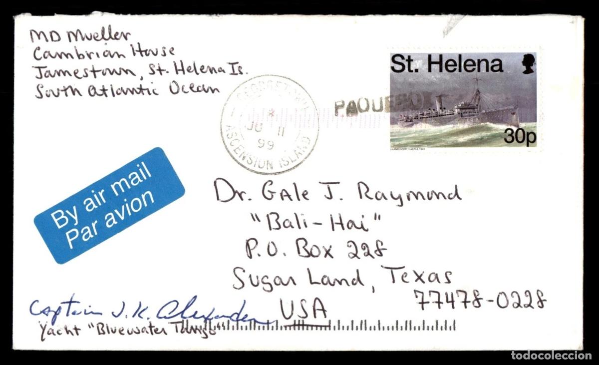 Sellos: SANTA HELENA A USA CC PAQUEBOT MAT ASCENSION ISLANDS SELLO BARCO 1999