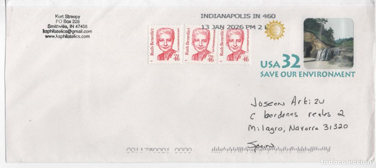 Sellos: ESTADOS UNIDOS USA CC ENTERO POSTAL SAVE OUR ENVIRONMENT WATERFALL