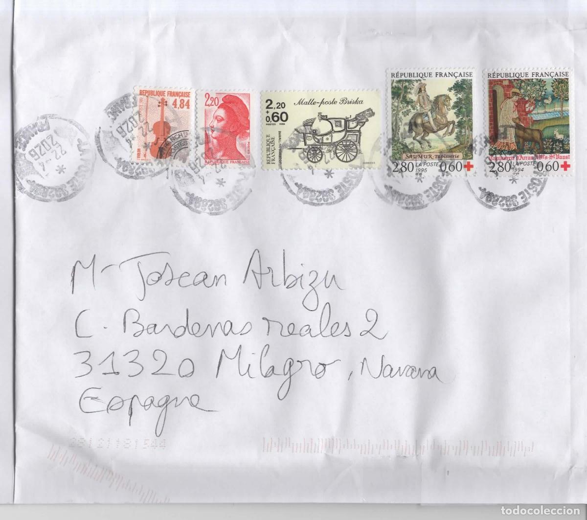 Sellos: FRANCIA CC SELLOS CRUZ ROJA RED CROSS ARTE VIOLIN CARRUAJE TAPIZ