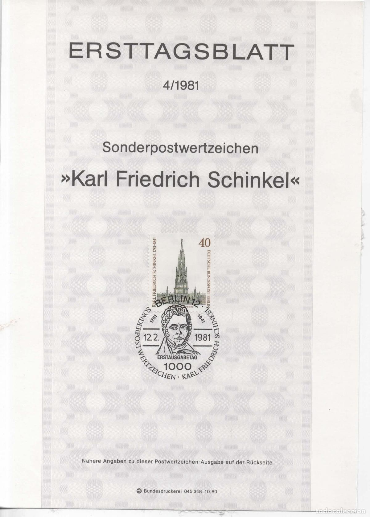 Sellos: ALEMANIA KARL FRIEDRICH SCHINKEL ARQUITECTURA RESTOS CINTA ADHESIVA AL DORSO